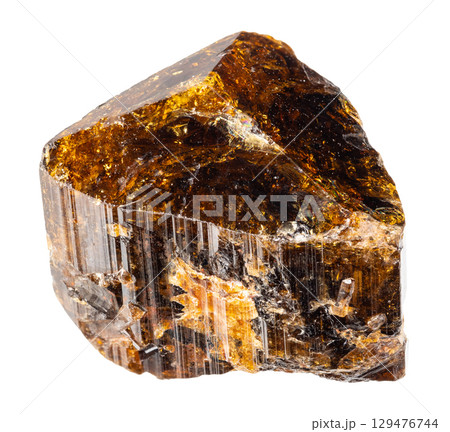 natural rough dravite tourmaline mineral cutout 129476744