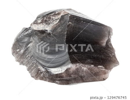 unworked natural obsidian glass cutout on white 129476745