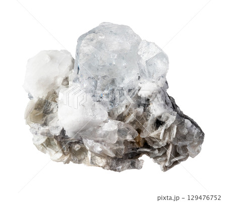 raw goshenite with mica and feldspar cutout 129476752