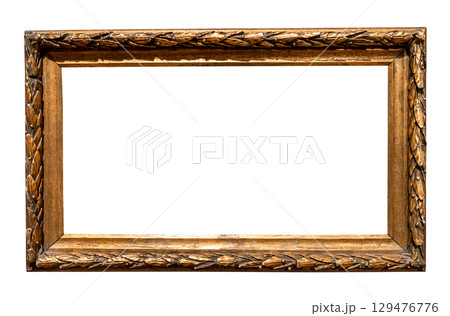 retro long shabby golden carved painting frame 129476776