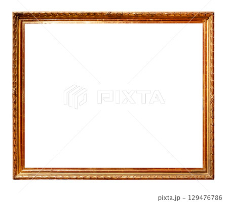 vintage narrow golden wooden carved picture frame 129476786