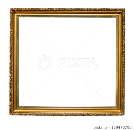 old simple golden wooden picture frame cutout 129476790