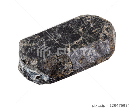 raw natural augite mineral cutout on white raw natural augite mineral cutout on white 129476954
