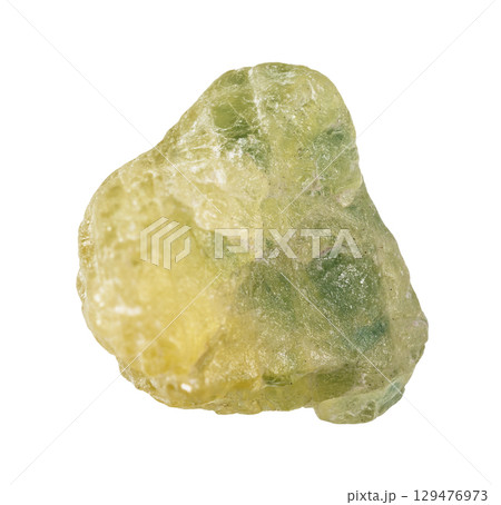 rough yellow green sapphire corundum stone cutout 129476973