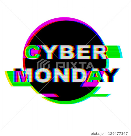 Glitch Cyber Monday Typography with Neon Colors, Retro 90s Aesthetic 129477347