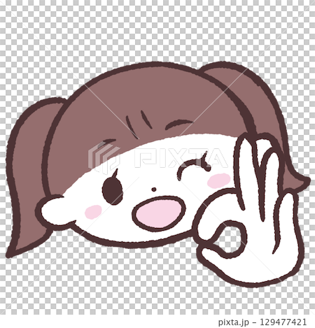 オッケーサインする女の子のイラスト 129477421