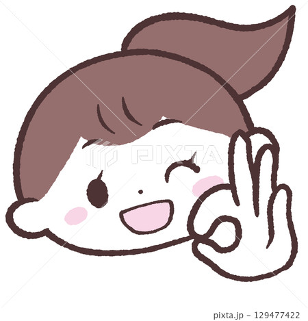 オッケーサインする女性のイラスト 129477422