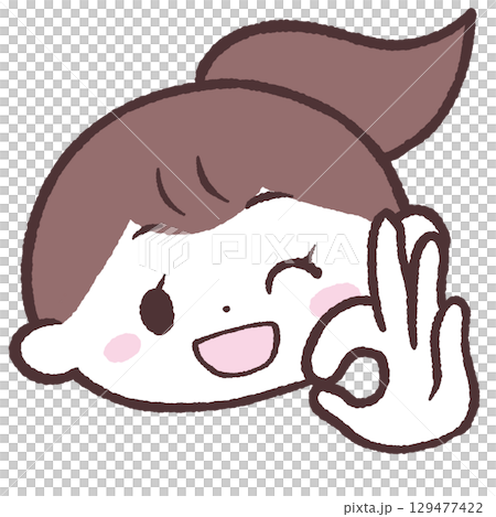 オッケーサインする女性のイラスト 129477422