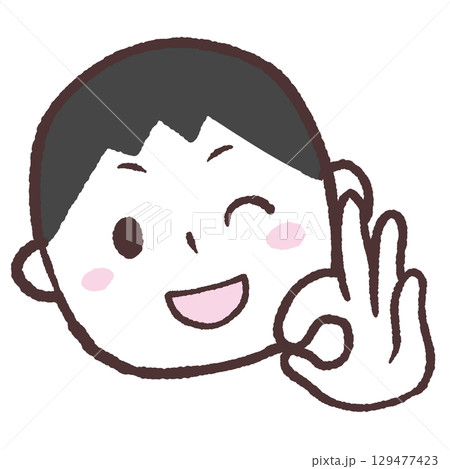 オッケーサインする男性のイラスト 129477423