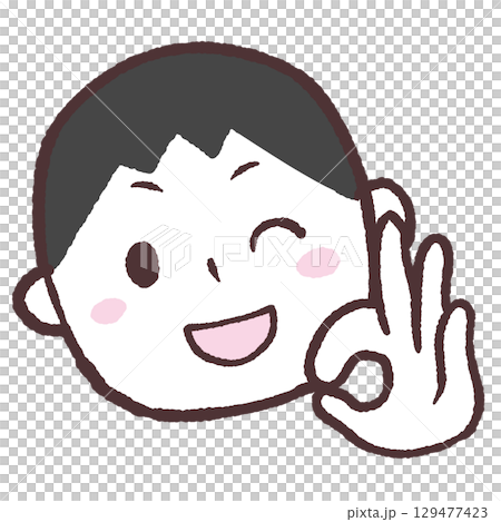 オッケーサインする男性のイラスト 129477423