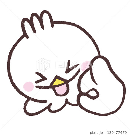 オッケーサインする白い鳥のイラスト オッケーサインする白い鳥のイラスト 129477479