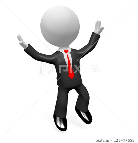 Happy cartoon businessman - 3D illustration 129477659