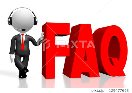 Cartoon businessman and FAQ word - 3D illustration 129477698