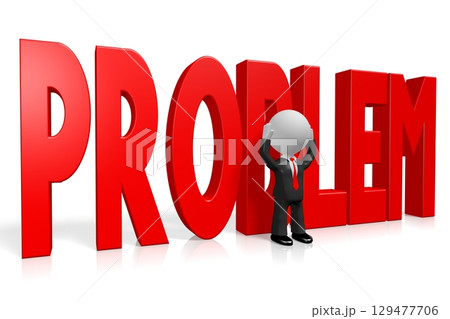 Cartoon businessman and problem word - 3D illustration 129477706