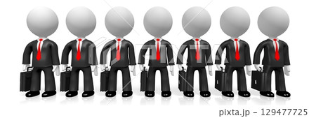 Cartoon businessman with suitcases - 3D illustration Cartoon businessman with suitcases - 3D illustration 129477725