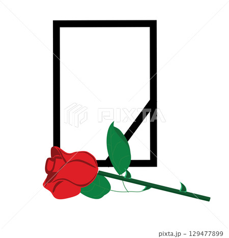 Funeral frame and rose. Vector illustration. 129477899