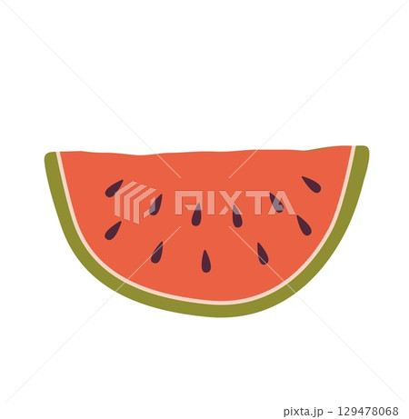 Watermelon slice vector illustration. Summer fruit on white background Watermelon slice vector illustration. Summer fruit on white background 129478068