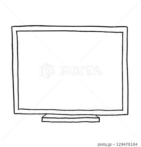 白黒　シンプルなテレビ・デスクトップパソコンのイラスト 129478184
