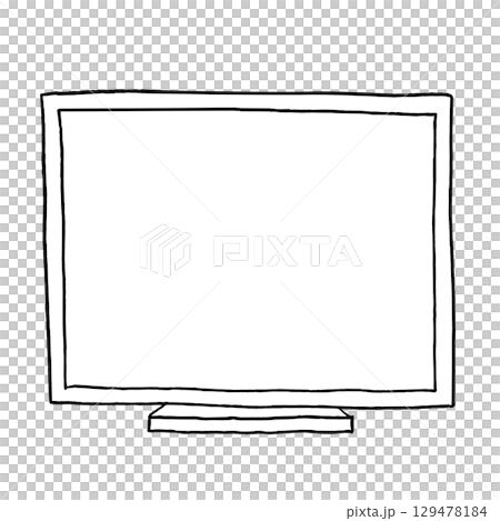 白黒　シンプルなテレビ・デスクトップパソコンのイラスト 129478184