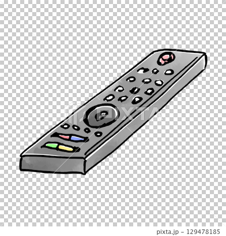 Hand-painted watercolor style black main line TV remote control illustration Hand-painted watercolor style black main line TV remote control illustration 129478185