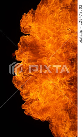 Fire Explosion, Isolated on Black Background. Abstract Fiery Shape, Freeze Motion of Explosion. 129478302