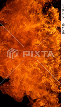 Fire Explosion, Isolated on Black Background. Abstract Fiery Shape, Freeze Motion of Explosion. 129478303