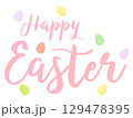 Happy Easter. Easter eggs and the inscription Happy Easter. For banners, cards, social networks. Vector 129478395