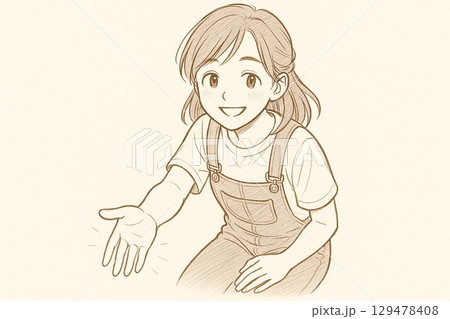 手を差し出す若い女性　Generative AI 129478408