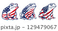 Patriotic Frog Set American Flag Stars and Stripes Vector Clipart for Independence Day Shirts and Crafts 129479067