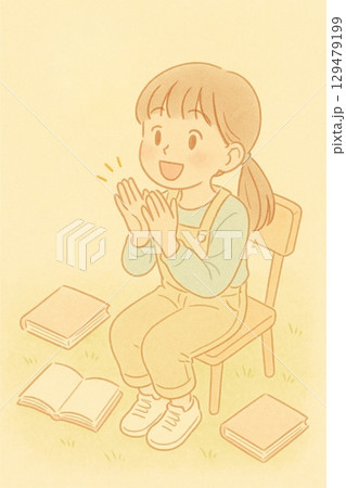 手を叩いている女の子のイラスト Generative AI 129479199