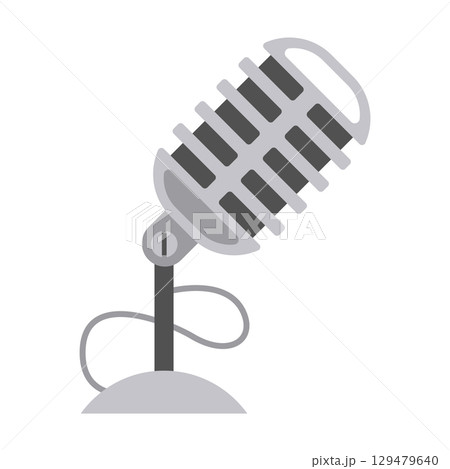 Vintage microphone with cable. Vector 129479640