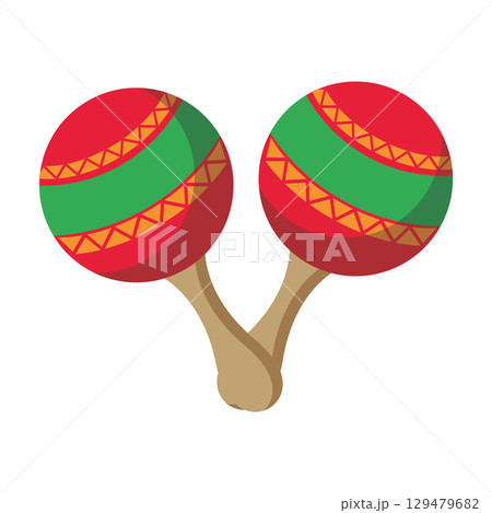 Traditional colorful maracas pair. Vector 129479682