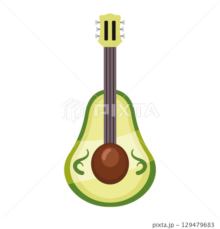Avocado shaped acoustic guitar. Vector 129479683
