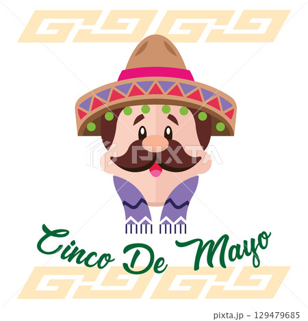 Cinco de Mayo Mexican character. Vector 129479685