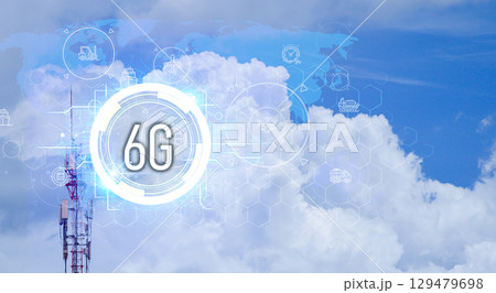 6G technology concept that makes global communication faster 129479698
