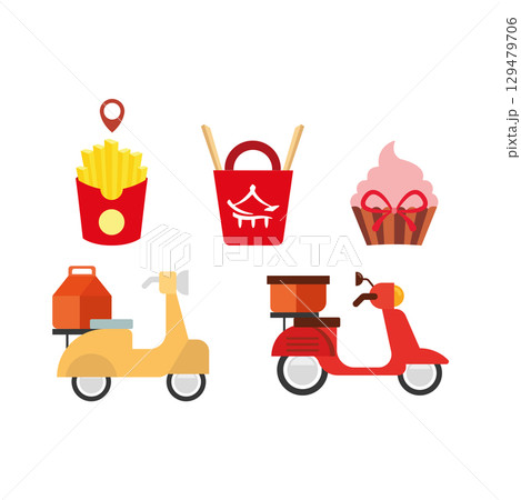 Food delivery transport set. Vector 129479706