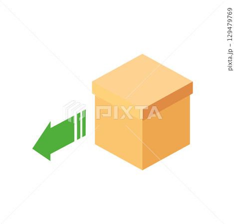 Package with green arrow. Vector Package with green arrow. Vector 129479769