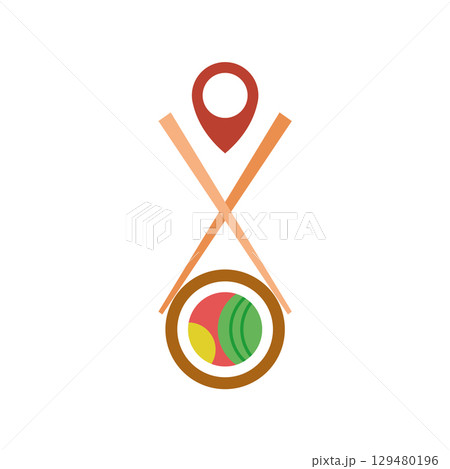 Colorful sushi with sticks. Vector Colorful sushi with sticks. Vector 129480196