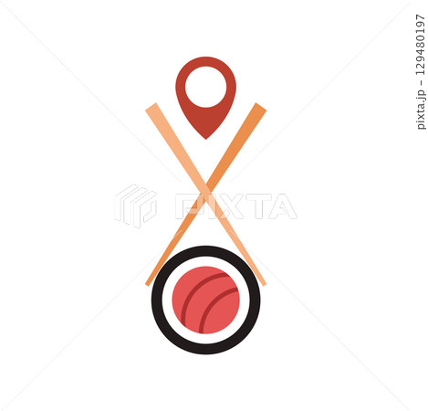 Sushi rolls crossed sticks. Vector 129480197