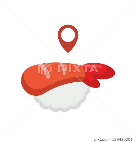 Nigiri sushi locator icon. Vector 129480201