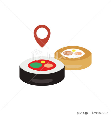 Sushi location icon. Vector 129480202
