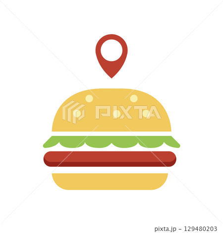 Burger location pointer. Vector Burger location pointer. Vector 129480203