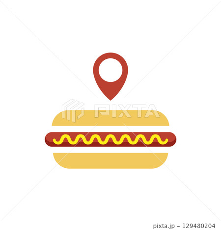 Hotdog location symbol. Vector Hotdog location symbol. Vector 129480204