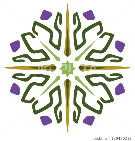 Green star floral pattern. Vector Green star floral pattern. Vector 129480212