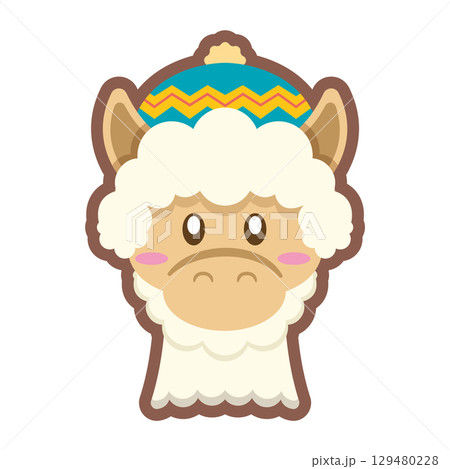 Llama head with colorful hat. Vector Llama head with colorful hat. Vector 129480228
