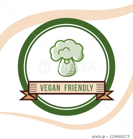 Vegan friendly banner with ribbon Vector Vegan friendly banner with ribbon Vector 129480273