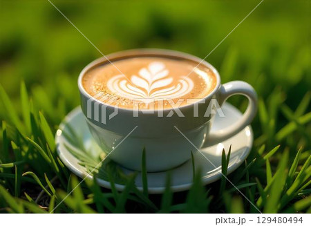 coffee on grass 129480494