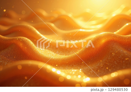 Golden sand waves glisten in sunlight. Golden sand waves glisten in sunlight. 129480530