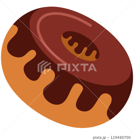 Chocolate glazed donut ring. Vector 129480700