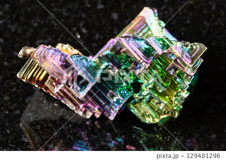 sample of raw grown bismuth crystals on black sample of raw grown bismuth crystals on black 129481296